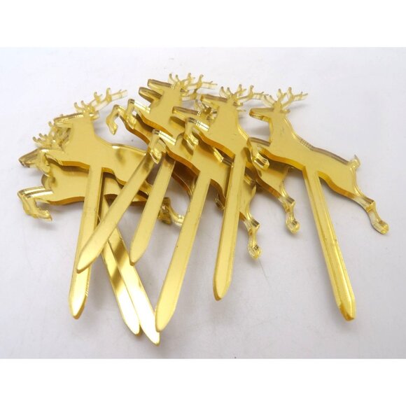 My Minds Eye Gold Deer Acrylic Cup Cake Toppers  8 per. pack New - Picture 2 of 3